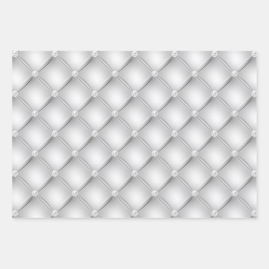 Elegant Blue en White Diamond Tufted Patronen Inpakpapier Vel (Voorkant 3)