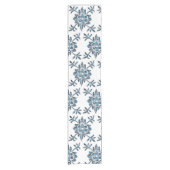Elegant Blue en White Floral Crystal Table Runner Korte Tafelloper (Voorkant)