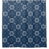 Elegant Blue en White Floral Geometric Pattern Douchegordijn (Voorkant)