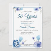 Elegant Blue en White Floral Moeder Birthday Kaart (Voorkant)