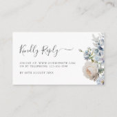 Elegant Blue en White Floral Wedding RSVP Kaarten (Achterkant)