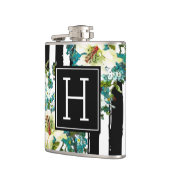Elegant Blue en White Flowers met Monogram Heupfles (Links)