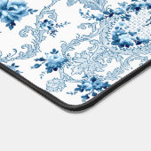 Elegant Blue en White French Rococo Floral Bureaumat (Hoek)