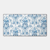 Elegant Blue en White French Rococo Floral Bureaumat (Voorkant)