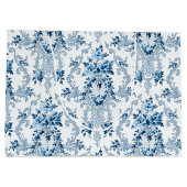 Elegant Blue en White French Rococo Floral Groot Cadeauzakje (Achterkant)