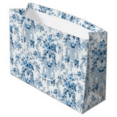 Elegant Blue en White French Rococo Floral Groot Cadeauzakje (Achterkant Gekanteld)