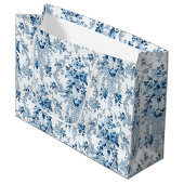 Elegant Blue en White French Rococo Floral Groot Cadeauzakje (Voorkant Gekanteld)