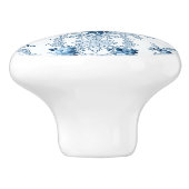 Elegant Blue en White French Rococo Floral Keramische Knop (Zijkant)
