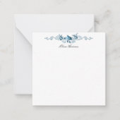 Elegant Blue en White French Rococo Floral Notitiekaartje (Voorkant)