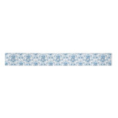 Elegant Blue en White French Rococo Floral Satijnen Lint (Voorkant)