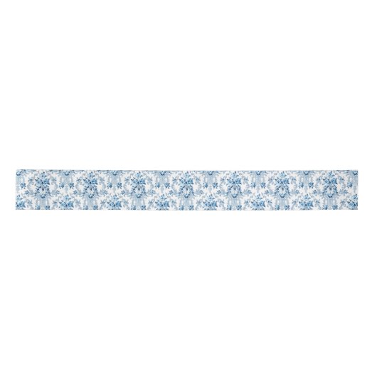 Elegant Blue en White French Rococo Floral Satijnen Lint (Voorkant)