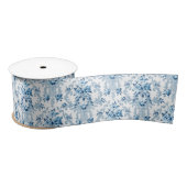 Elegant Blue en White French Rococo Floral Satijnen Lint (Spoel)