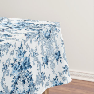 Elegant Blue en White French Rococo Floral Tafelkleed
