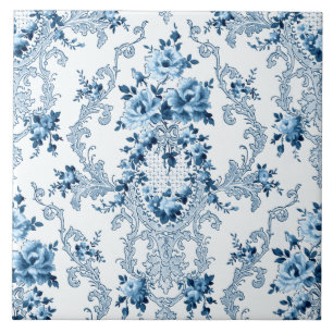 Elegant Blue en White French Rococo Floral Tegeltje