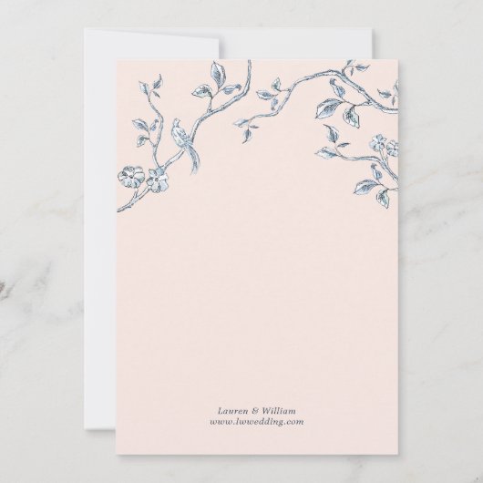 Elegant Blue en white French toile bruiloft Kaart (Achterkant)