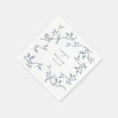 Elegant Blue en white French toile bruiloft Servet (Hoek)