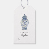 Elegant Blue en white Ginger Jar Gift labels Cadeaulabel (Voorkant)