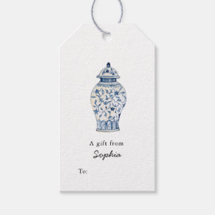 Elegant Blue en white Ginger Jar Gift labels Cadeaulabel