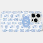 Elegant Blue en White Ginger Jar Monogramed Case-Mate iPhone Case (Achterkant (horizontaal))