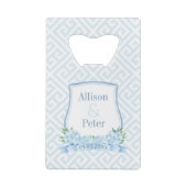 Elegant Blue en White Hydrangea Wedding Crest Creditkaart Flessenopener (Achterkant)