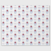 Elegant Blue en White Jar Red Bow Prettige feestda Cadeaupapier (Vlak)