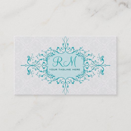 Elegant Blue en White  Lace Lijst Visitekaartje (Voorkant)