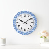 Elegant Blue en White Leaves Spring Natuur Lover Grote Klok (Huis)