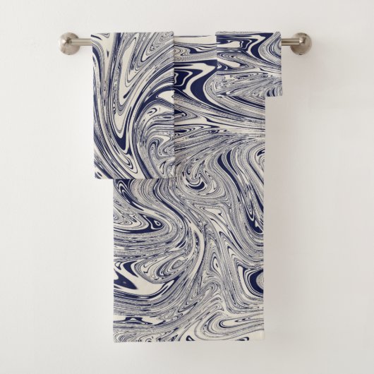 Elegant Blue en White Marble Bad Handdoek (Insitu)