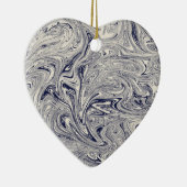 Elegant Blue en White Marble Keramisch Ornament (Rechts)