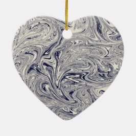 Elegant Blue en White Marble Keramisch Ornament