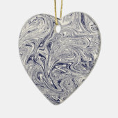 Elegant Blue en White Marble Keramisch Ornament (Links)