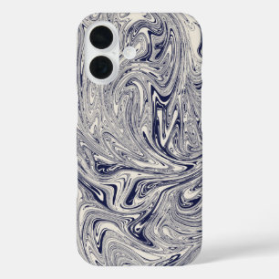 Elegant Blue en White Marble Swirl iPhone 16 Hoesje