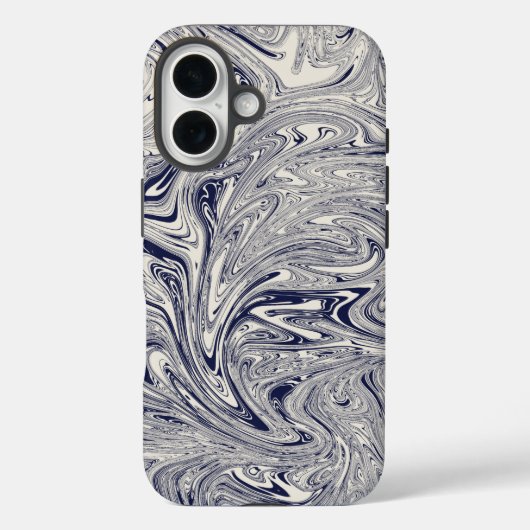Elegant Blue en White Marble Swirl Case-Mate iPhone Case (Achterkant)