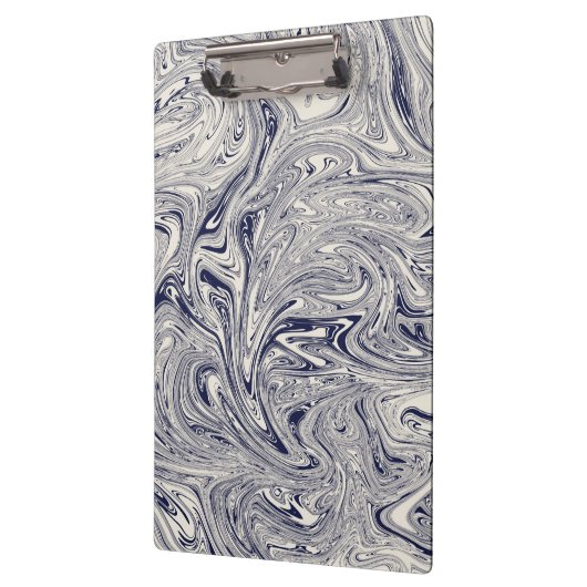 Elegant Blue en White Marble Swirl Klembord (Links)