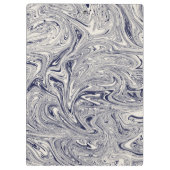 Elegant Blue en White Marble Swirl Klembord (Achterkant)