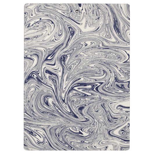 Elegant Blue en White Marble Swirl Klembord (Achterkant)