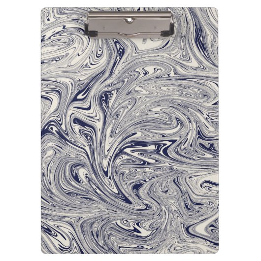 Elegant Blue en White Marble Swirl Klembord (Voorkant)