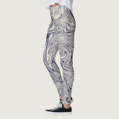 Elegant Blue en White Marble Swirl Leggings (Links)
