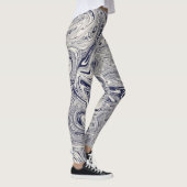 Elegant Blue en White Marble Swirl Leggings (Rechts)