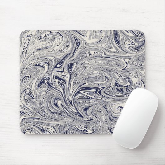 Elegant Blue en White Marble Swirl Muismat (Met muis)