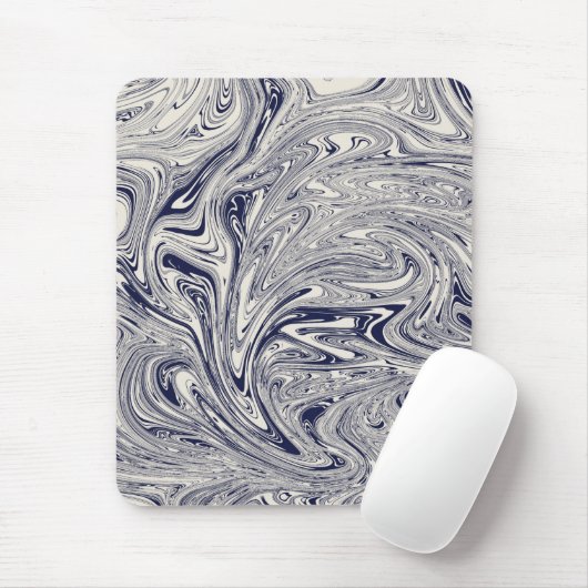 Elegant Blue en White Marble Swirl Muismat (Met muis)