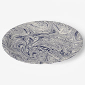 Elegant Blue en White Marble Swirl Papieren Bordje (Gekanteld)