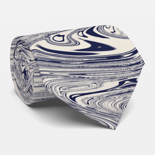 Elegant Blue en White Marble Swirl Stropdas (Opgerold)