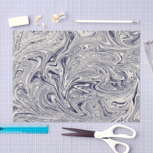 Elegant Blue en White Marble Swirl Tissuepapier (Craft)