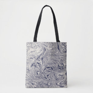Elegant Blue en White Marble Swirl Tote Bag