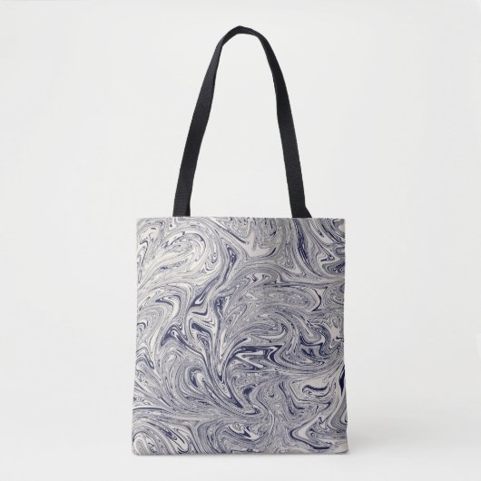 Elegant Blue en White Marble Swirl Tote Bag (Voorkant)