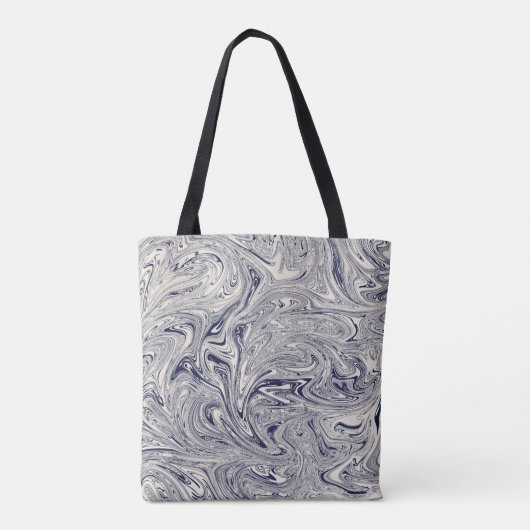 Elegant Blue en White Marble Swirl Tote Bag (Achterkant)