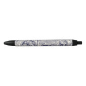 Elegant Blue en White Marble Swirl Zwarte Inkt Pen (Voorkant)