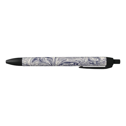 Elegant Blue en White Marble Swirl Zwarte Inkt Pen (Bodem)