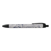 Elegant Blue en White Marble Swirl Zwarte Inkt Pen (Bovenkant)
